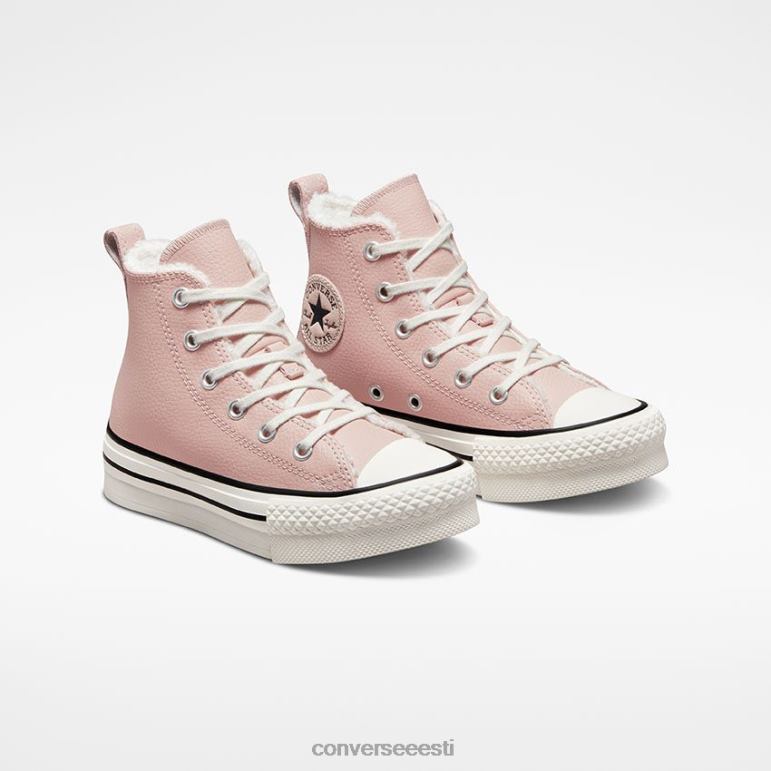 Converse chuck taylor all star eva lift platvormiga vooderdatud nahast kõrge top tüdruk F0Z8P430 jalatsid kivililla/vintage valge/must
