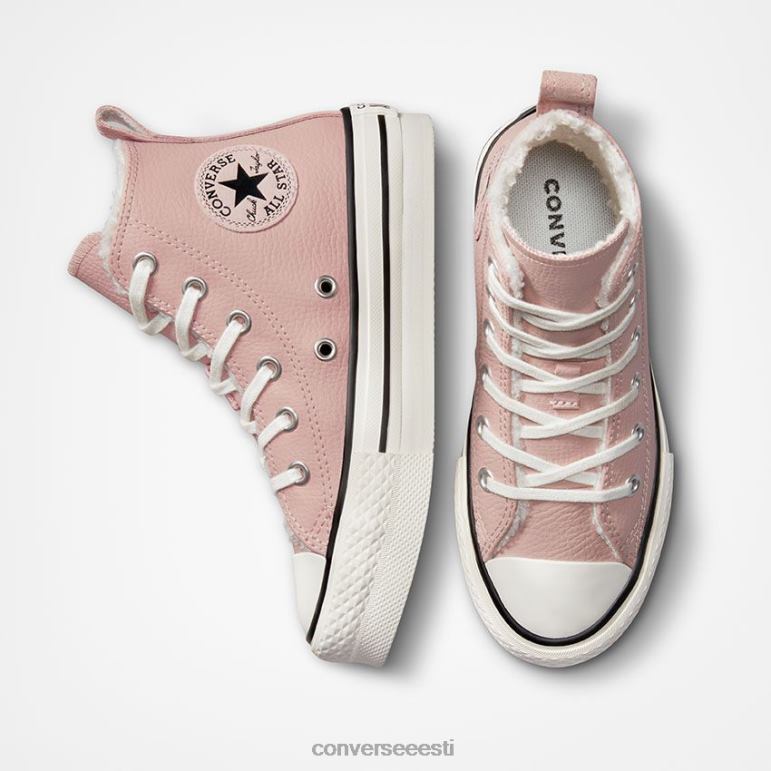 Converse chuck taylor all star eva lift platvormiga vooderdatud nahast kõrge top tüdruk F0Z8P430 jalatsid kivililla/vintage valge/must