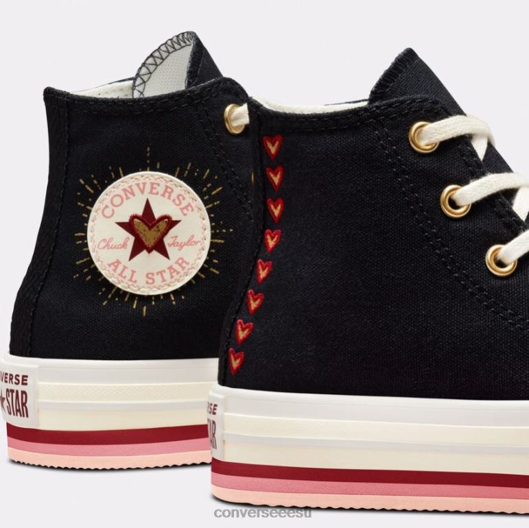 Converse chuck taylor all star lift platvormi südamed kõrgel kohal tüdruk F0Z8P423 jalatsid must/emme kartulisalat/tagaallee telliskivi