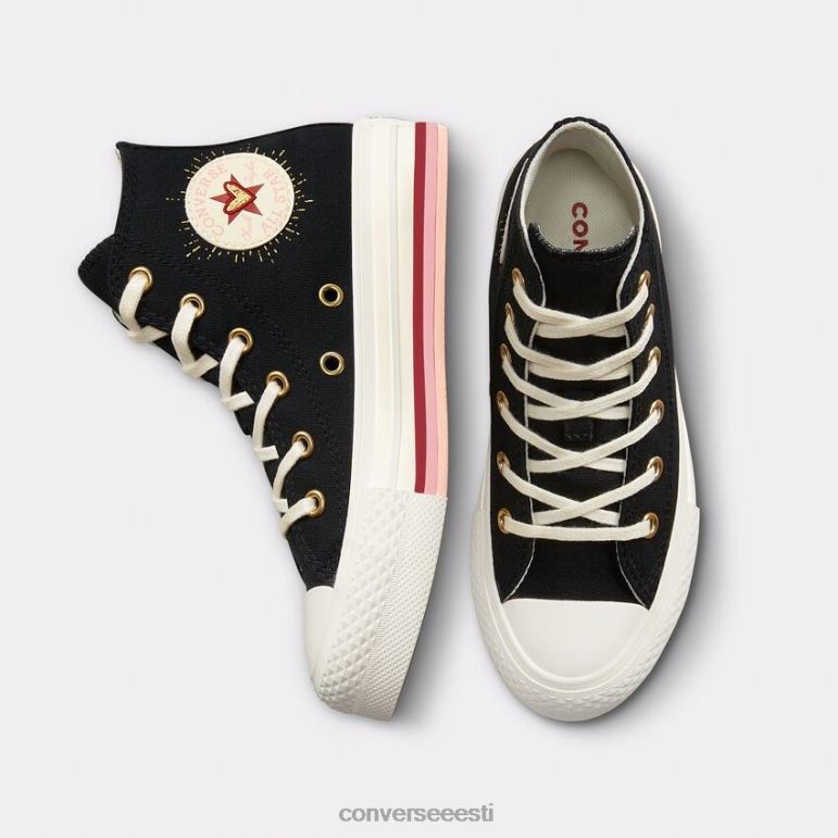 Converse chuck taylor all star lift platvormi südamed kõrgel kohal tüdruk F0Z8P423 jalatsid must/emme kartulisalat/tagaallee telliskivi