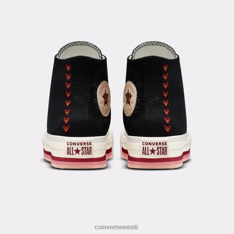 Converse chuck taylor all star lift platvormi südamed kõrgel kohal tüdruk F0Z8P423 jalatsid must/emme kartulisalat/tagaallee telliskivi