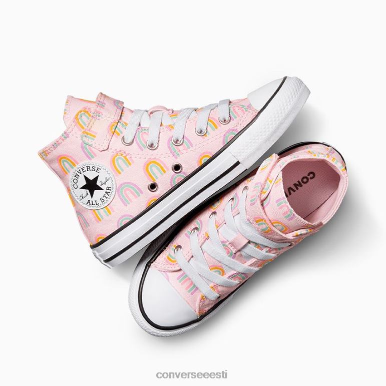 Converse chuck taylor all star lihtne vikerkaare kõrge top tüdruk F0Z8P408 jalatsid roosa vaht/viinamarjavaht/amarillo