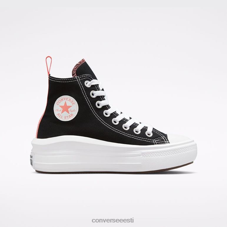 Converse chuck taylor all star liikuda platvorm kõrgel tüdruk F0Z8P411 jalatsid must/roosa sool/valge