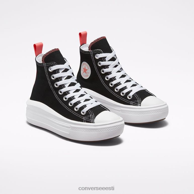 Converse chuck taylor all star liikuda platvorm kõrgel tüdruk F0Z8P411 jalatsid must/roosa sool/valge
