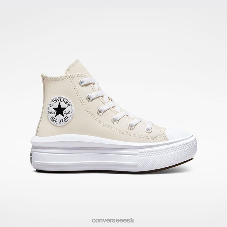 Converse chuck taylor all star move platvormiga kaetud nahast kõrge topp tüdruk F0Z8P429 jalatsid kõrbeliiv/must/valge