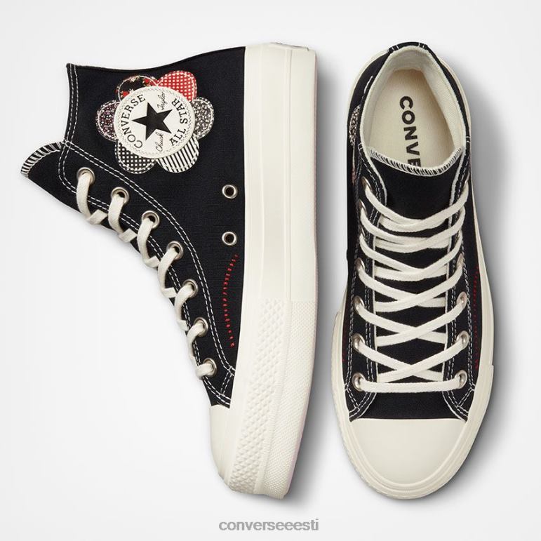 Converse chuck taylor all star lift platvorm meisterdatud lapitööd kõrge top naised F0Z8P142 jalatsid must/hagar/punane
