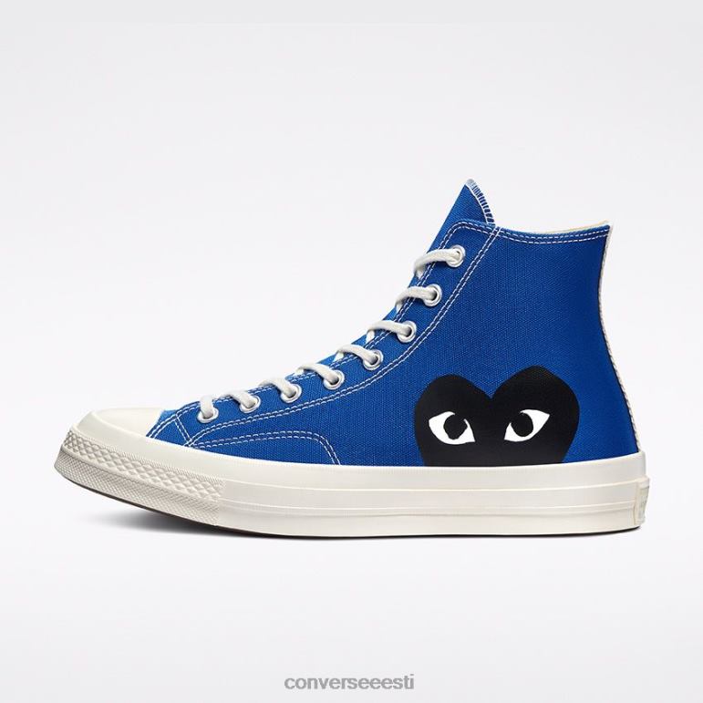 Converse x Comme des Garcons PLAY padrun 70 kõrge ülaosa naised F0Z8P224 jalatsid sinine kvarts/haigur/must