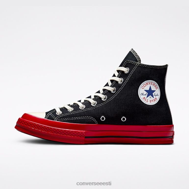 Converse x Comme des Garcons PLAY padrun 70 kõrge ülaosa naised F0Z8P234 jalatsid must/punane/haigur