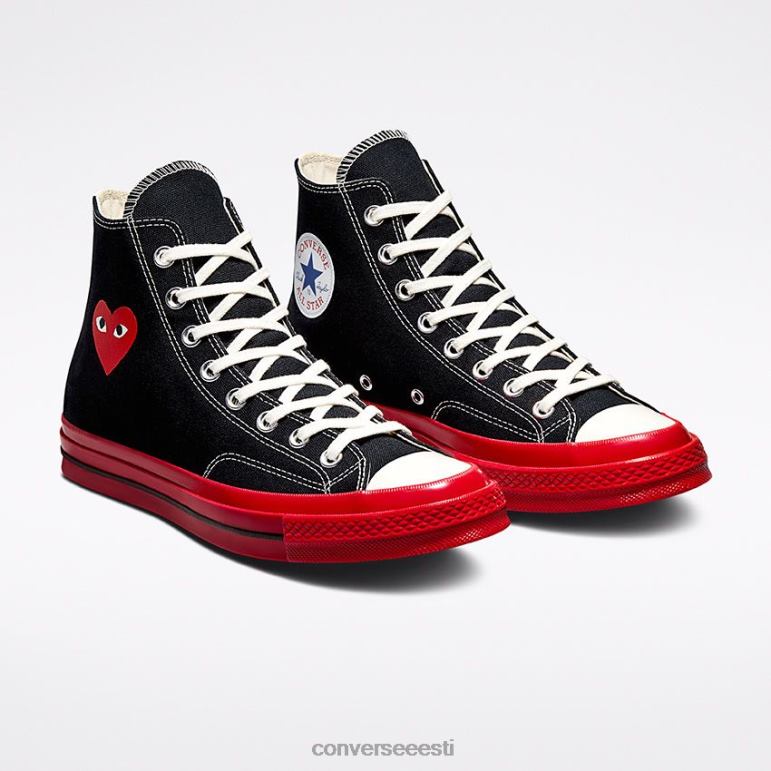 Converse x Comme des Garcons PLAY padrun 70 kõrge ülaosa naised F0Z8P234 jalatsid must/punane/haigur
