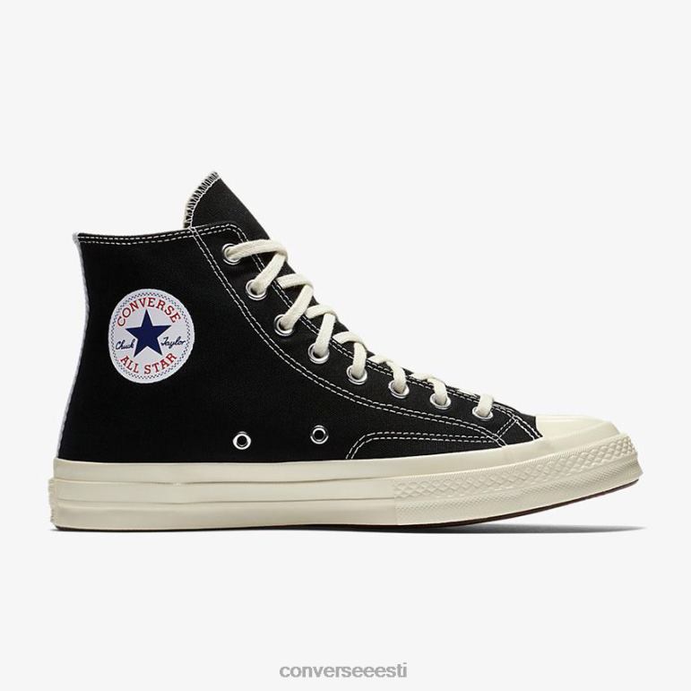 Converse x Comme des Garcons PLAY padrun 70 kõrge ülaosa naised F0Z8P256 jalatsid must/valge/kõrge riskiga punane