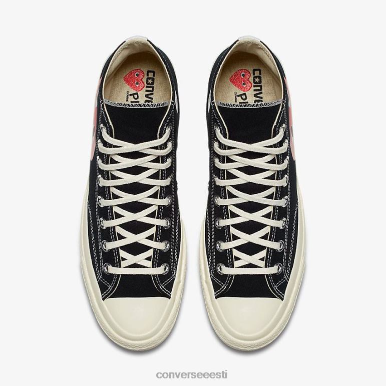 Converse x Comme des Garcons PLAY padrun 70 kõrge ülaosa naised F0Z8P256 jalatsid must/valge/kõrge riskiga punane
