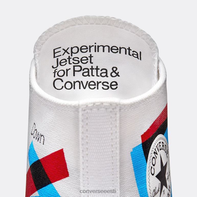 Converse x Patta x Experimental Jetset padrun 70 kõrge ülaosa naised F0Z8P197 jalatsid valge/leekivpunane/diivasinine