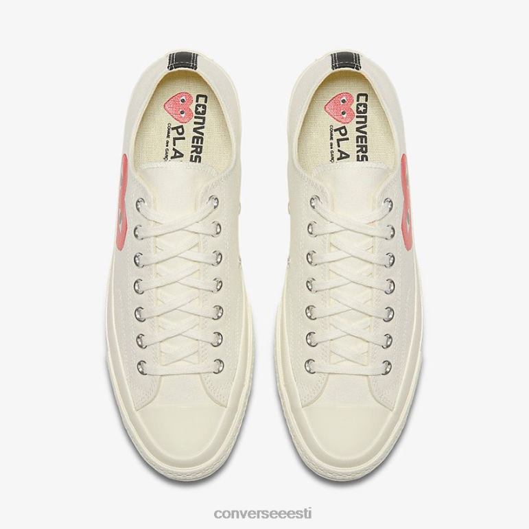 Converse x Comme des Garcons PLAY padrun 70 madal ülaosa naised F0Z8P46 jalatsid piim/valge/kõrge riskiga punane