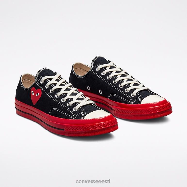 Converse x Comme des Garcons PLAY padrun 70 madal ülaosa naised F0Z8P57 jalatsid must/punane/haigur